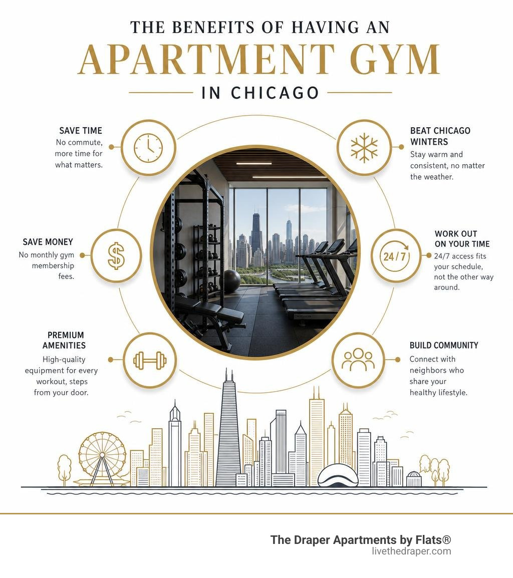 benefits of having an apartment gym in Chicago infographic