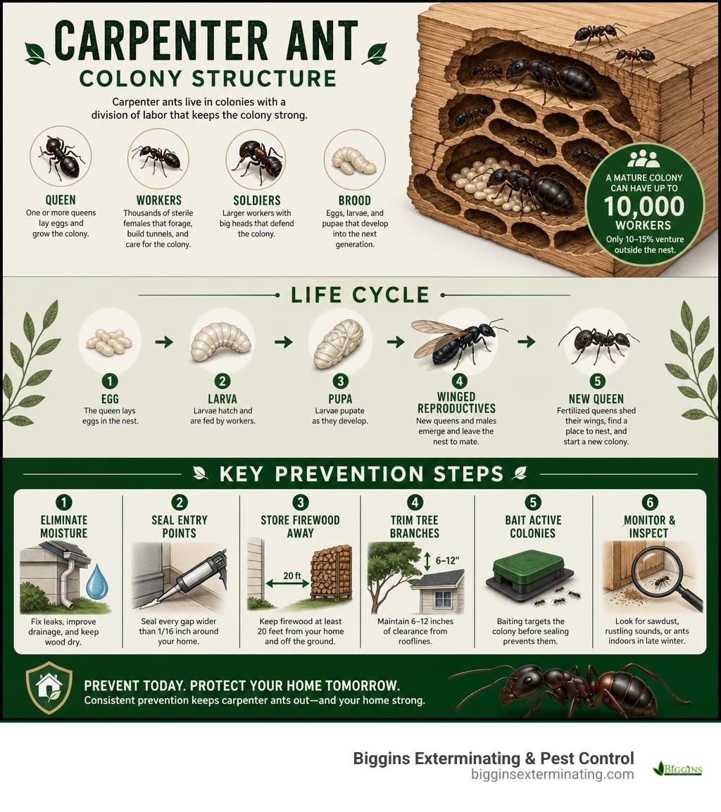 Carpenter ant colony structure, life cycle, and key prevention steps infographic infographic Carpenter ant colony structure, life cycle, and key prevention steps infographic infographic