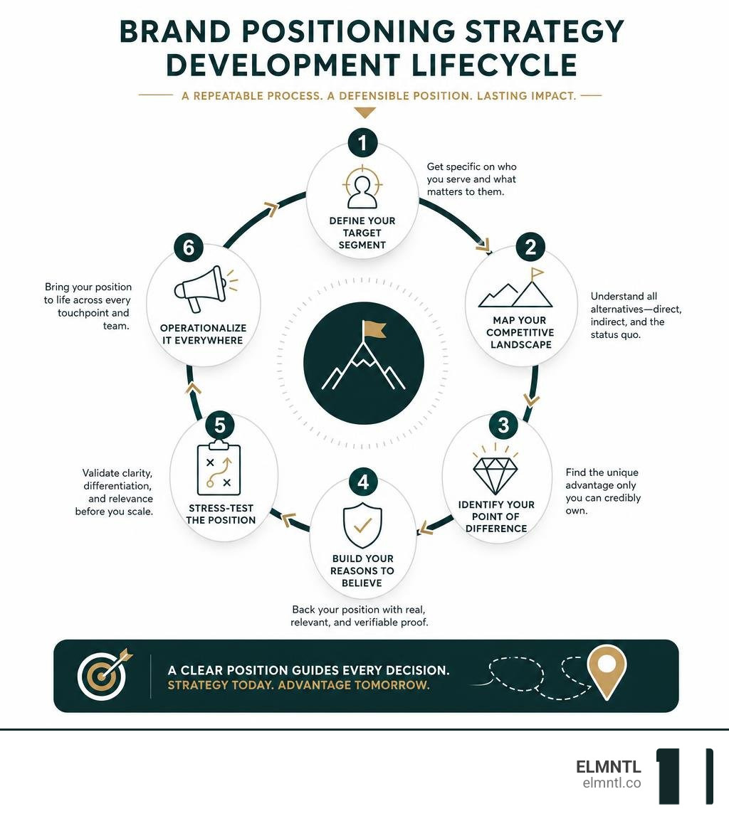 Brand positioning strategy development lifecycle infographic infographic