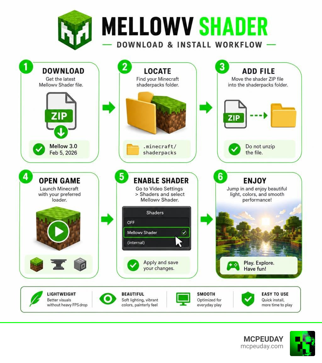 Mellowv Shader download and install workflow infographic infographic Mellowv Shader download and install workflow infographic infographic