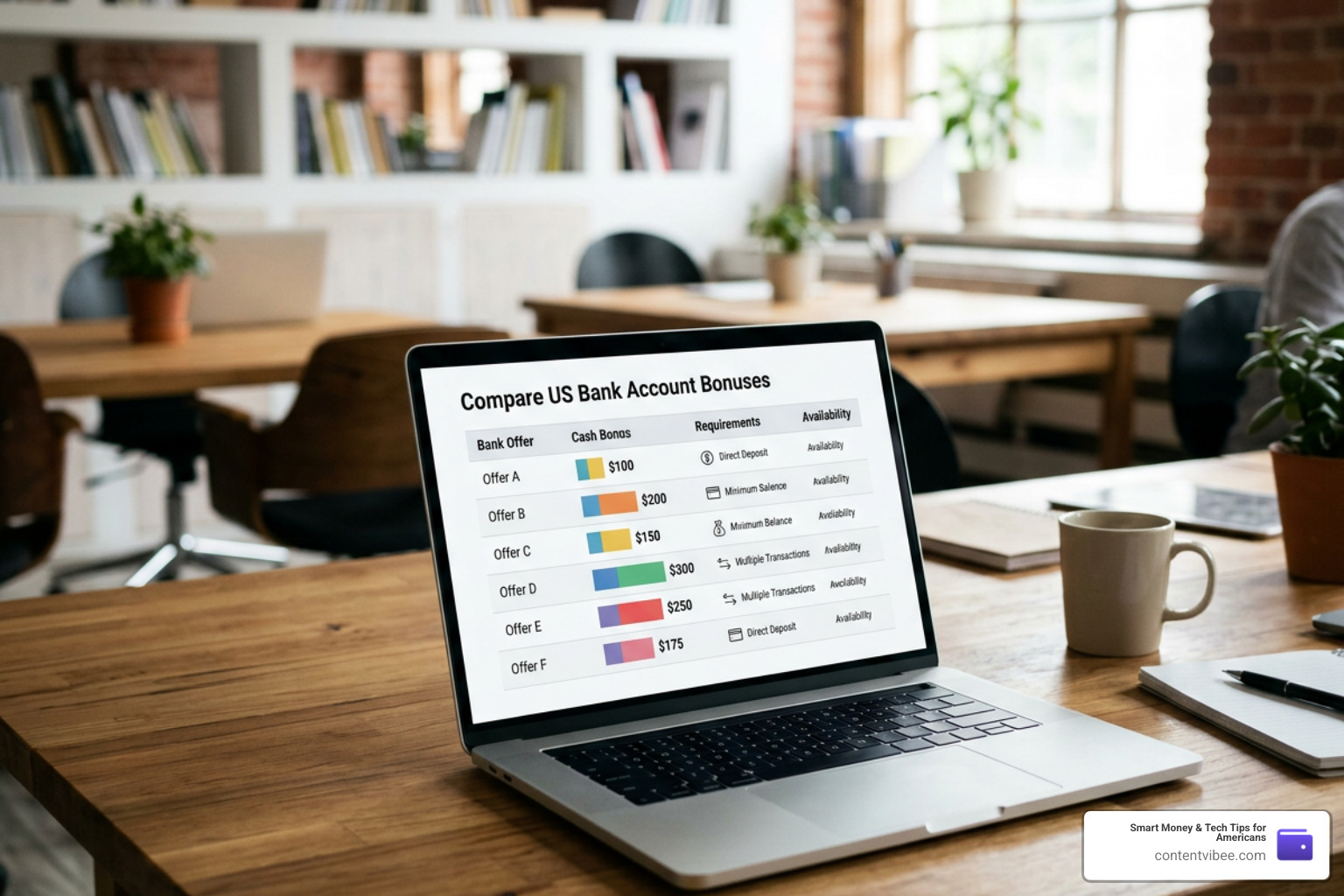 financial comparison chart of top online bank account bonuses