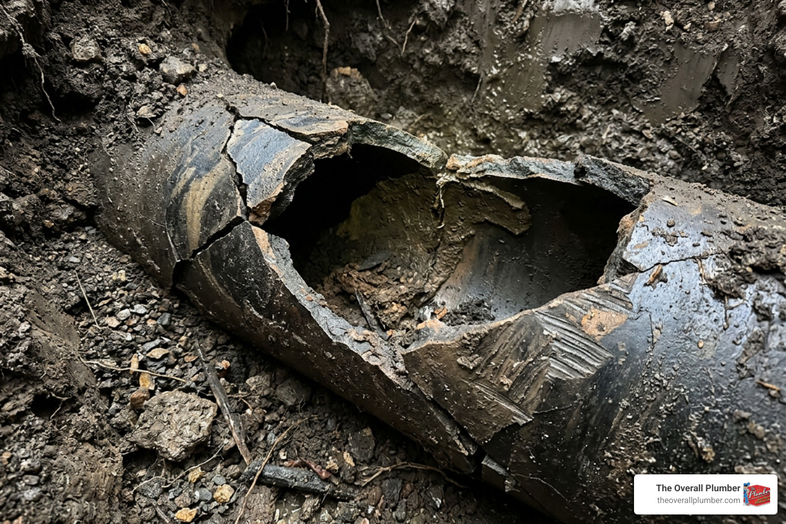 damaged sewer pipe from improper DIY tool use damaged sewer pipe from improper DIY tool use