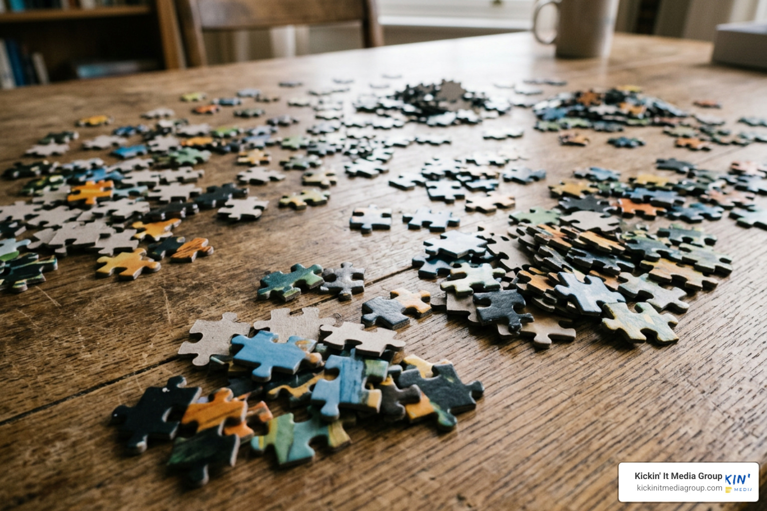 A fragmented puzzle representing broken brand alignment and split positioning disciplines A fragmented puzzle representing broken brand alignment and split positioning disciplines