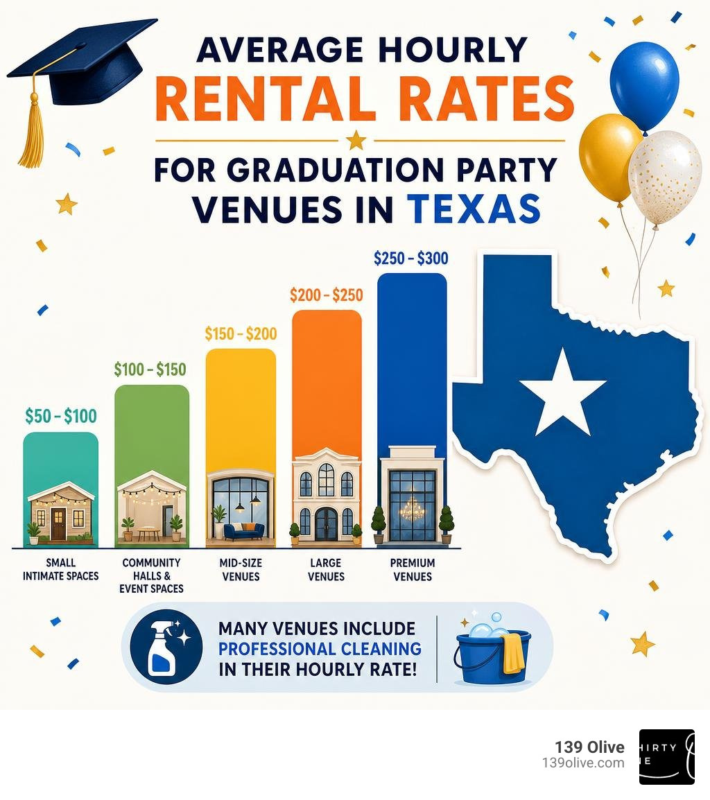 infographic showing average hourly rental rates for graduation party venues in Texas infographic infographic showing average hourly rental rates for graduation party venues in Texas infographic