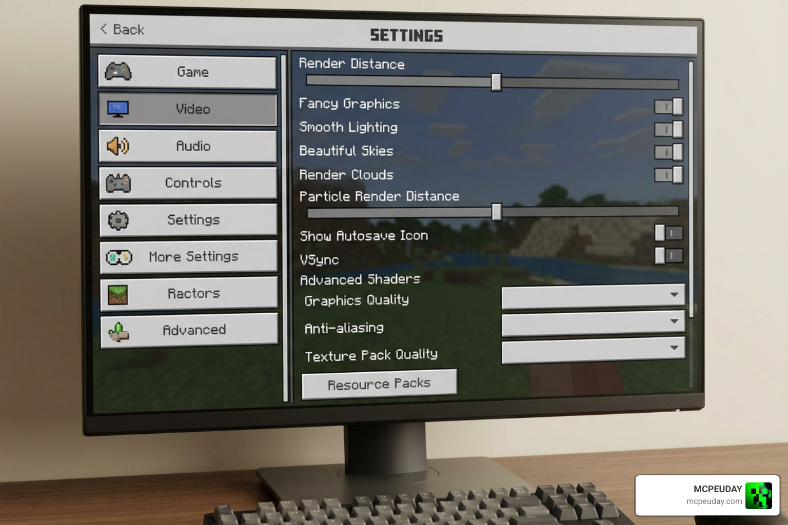 Minecraft Bedrock performance settings menu for shaders Minecraft Bedrock performance settings menu for shaders