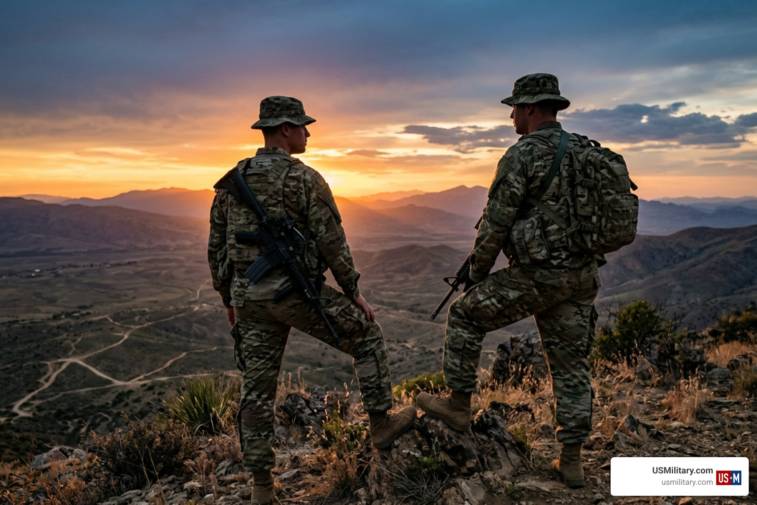 An American soldier looking at the horizon, representing biblical warrior spirit An American soldier looking at the horizon, representing biblical warrior spirit