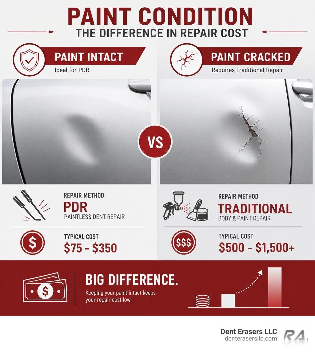 Infographic showing cost increase when paint is cracked versus intact infographic Infographic Showing Cost Increase When Paint Is Cracked Versus Intact Infographic