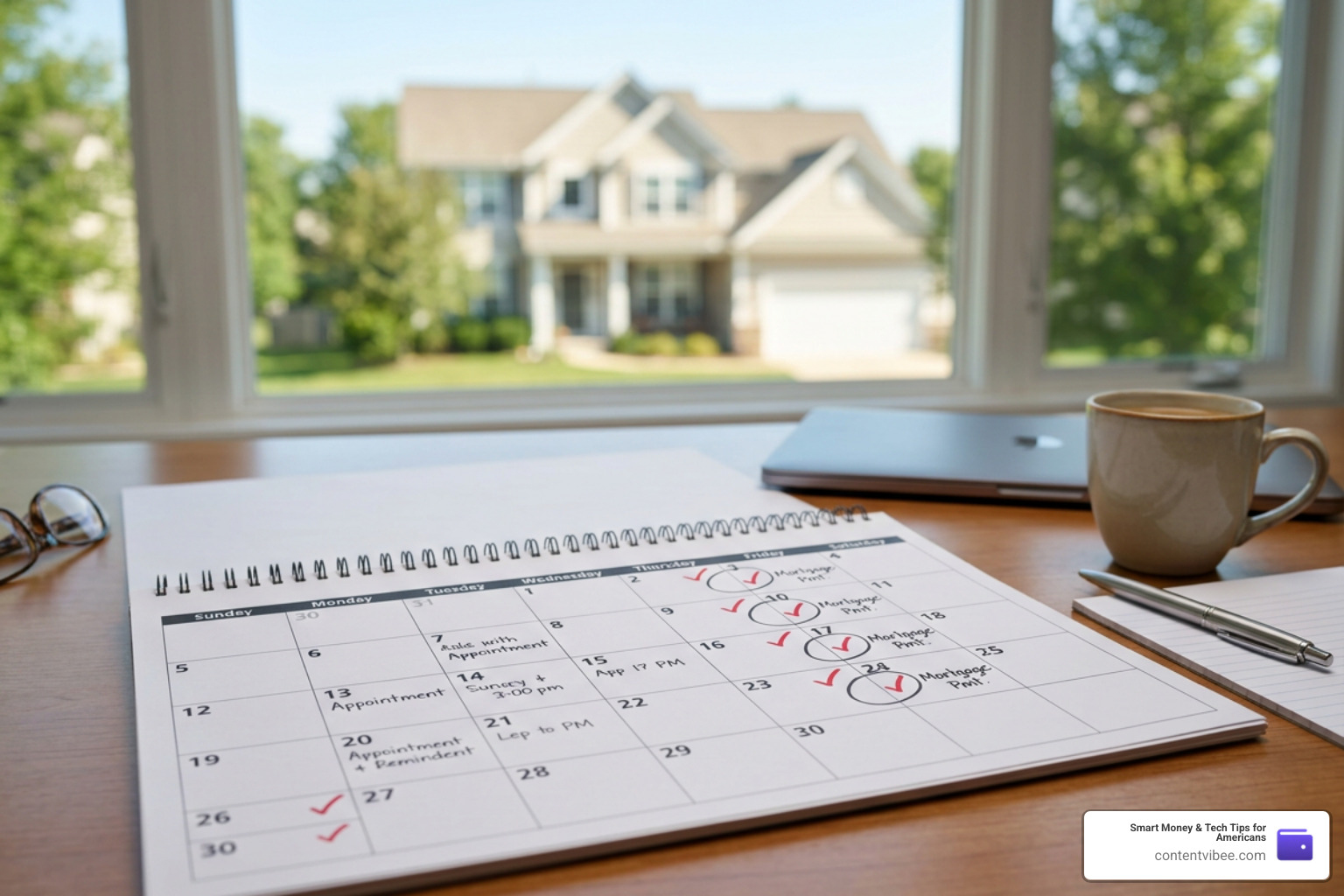 Calendar showing bi-weekly payment dates for mortgage payoff acceleration