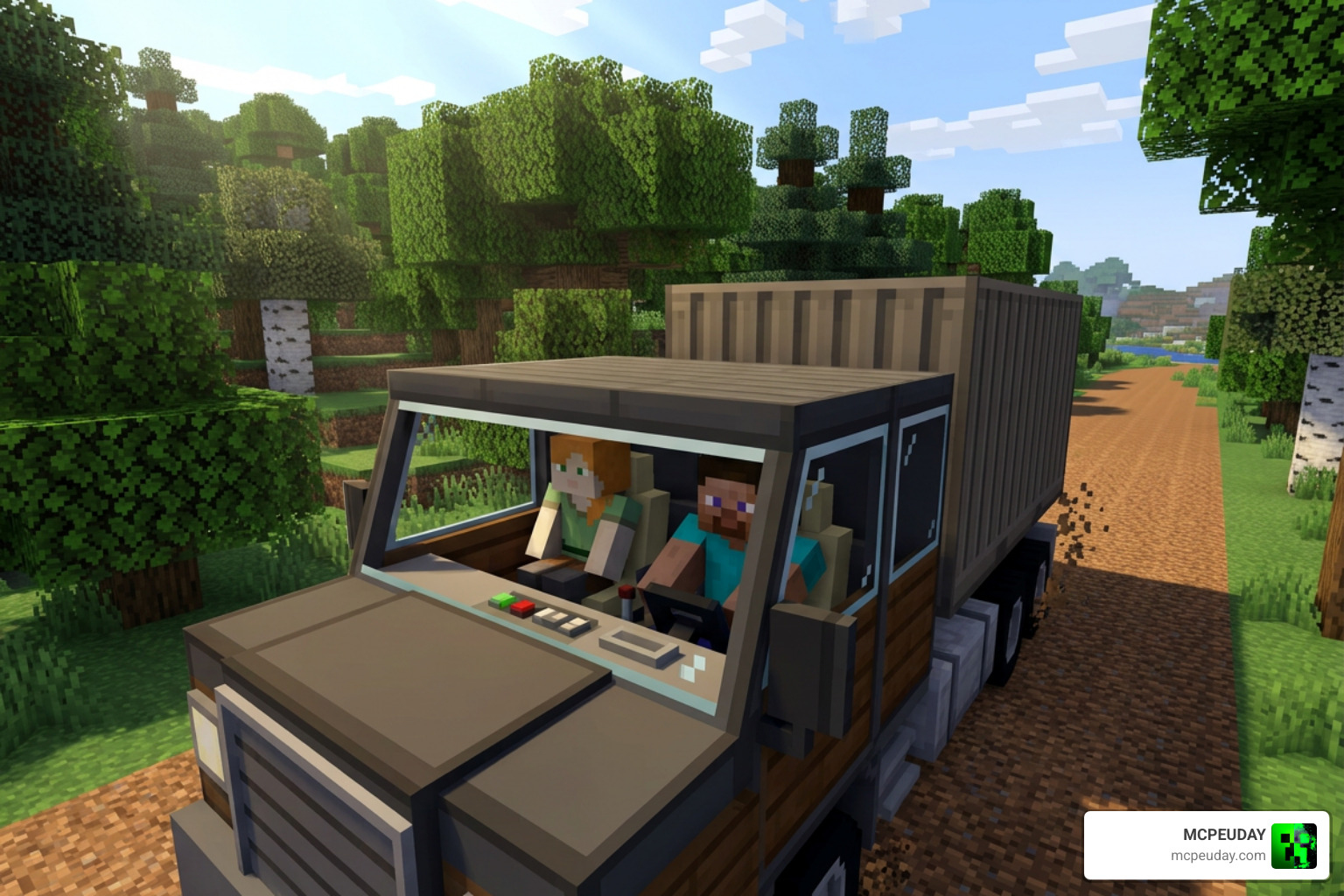 Players driving the truck together in multiplayer survival mode