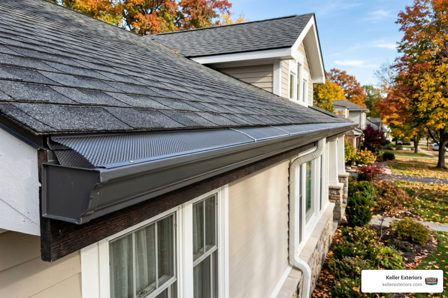 Clean gutters with professional gutter guards installed to prevent debris buildup