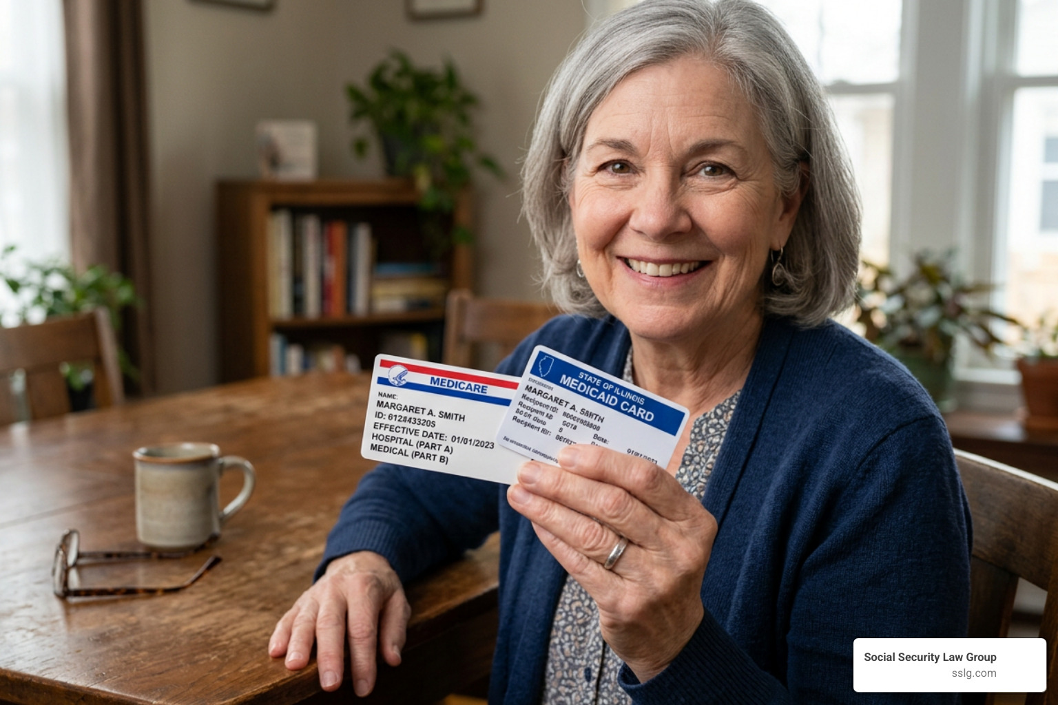 Close-up of a senior citizen holding their Medicare and Medicaid health insurance cards Close-up of a senior citizen holding their Medicare and Medicaid health insurance cards