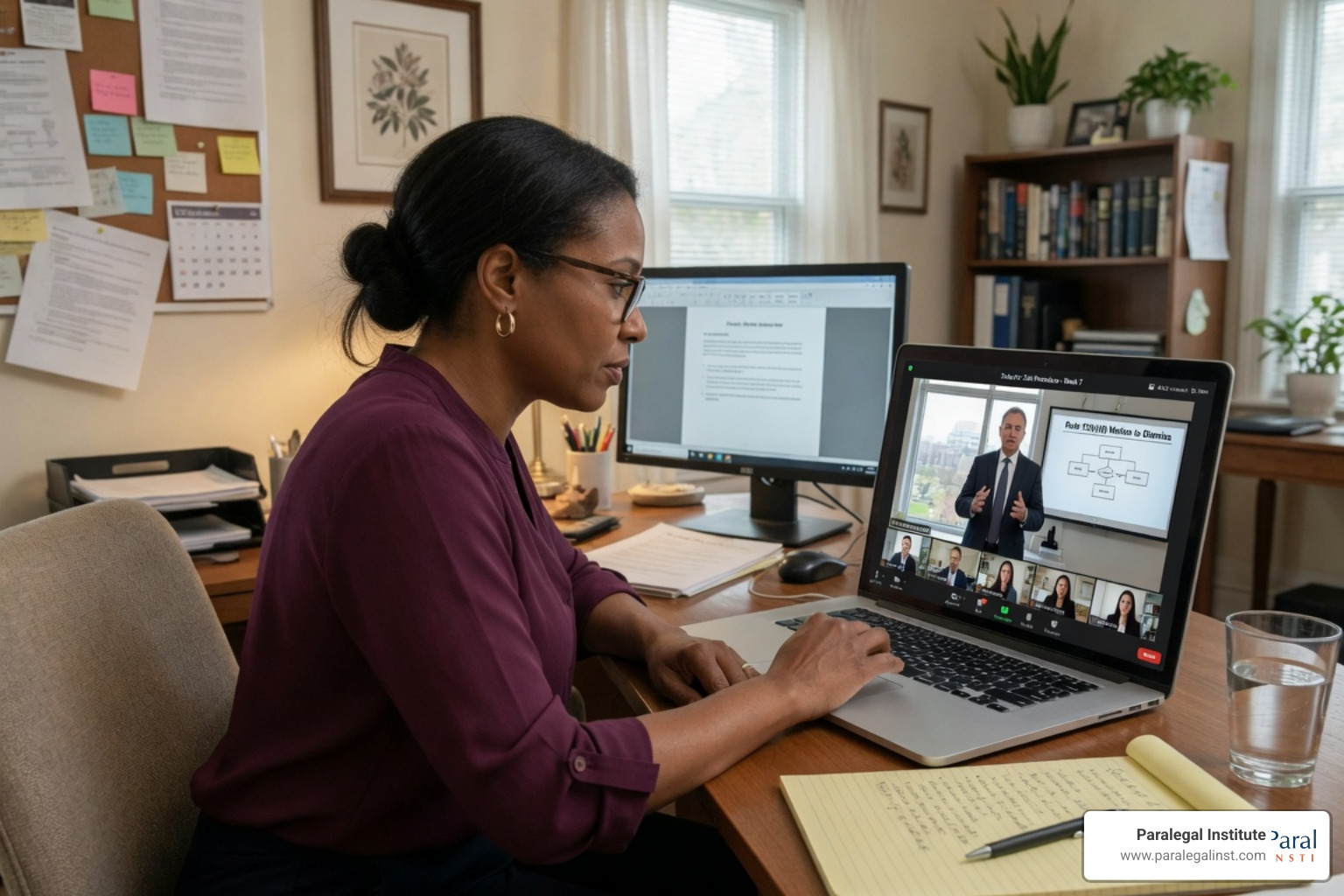 Virtual classroom session showing a live online legal lecture Virtual classroom session showing a live online legal lecture