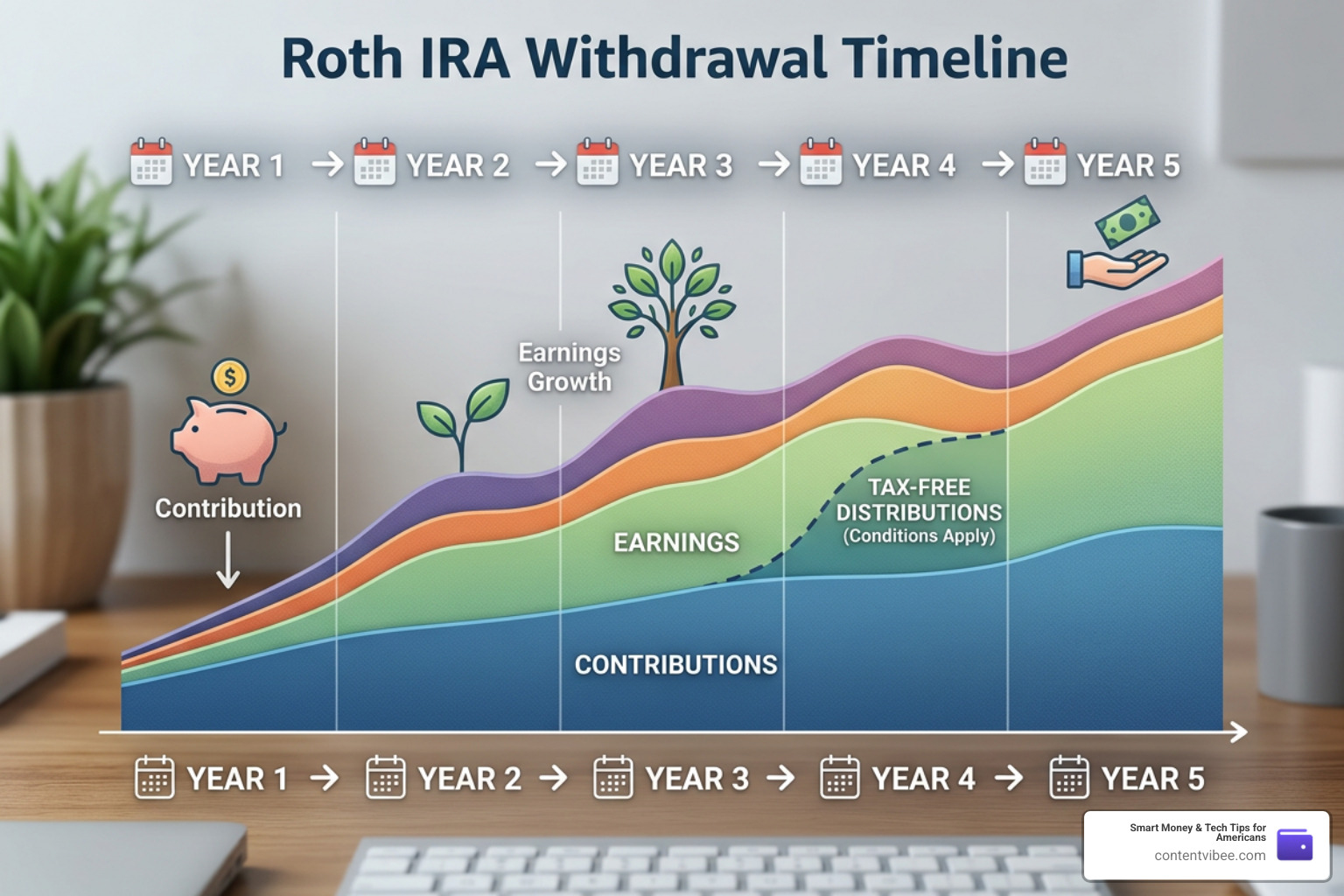 Roth IRA 5-year rule and withdrawal ordering timeline
