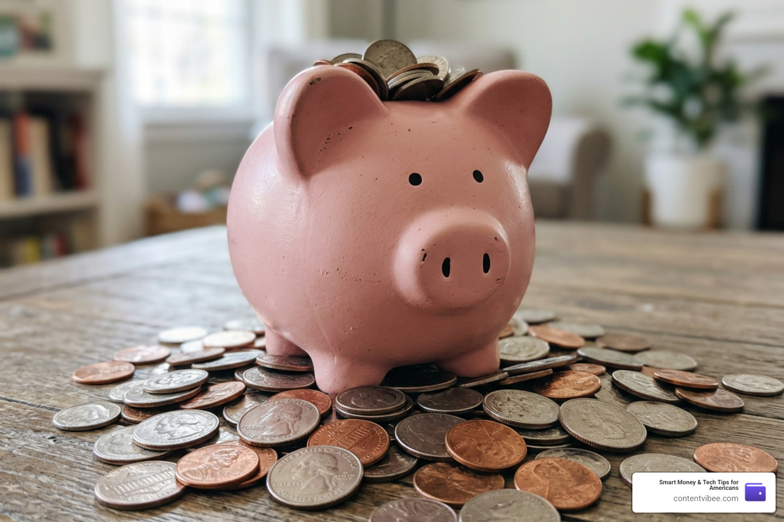piggy bank overflowing with coins