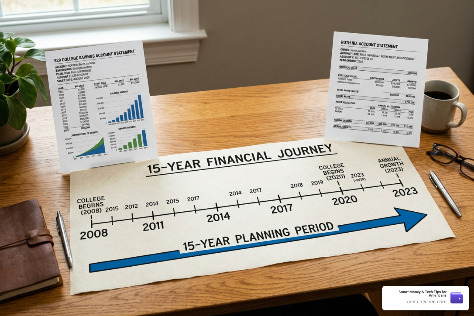 Timeline illustrating the 15-year rule for 529 accounts