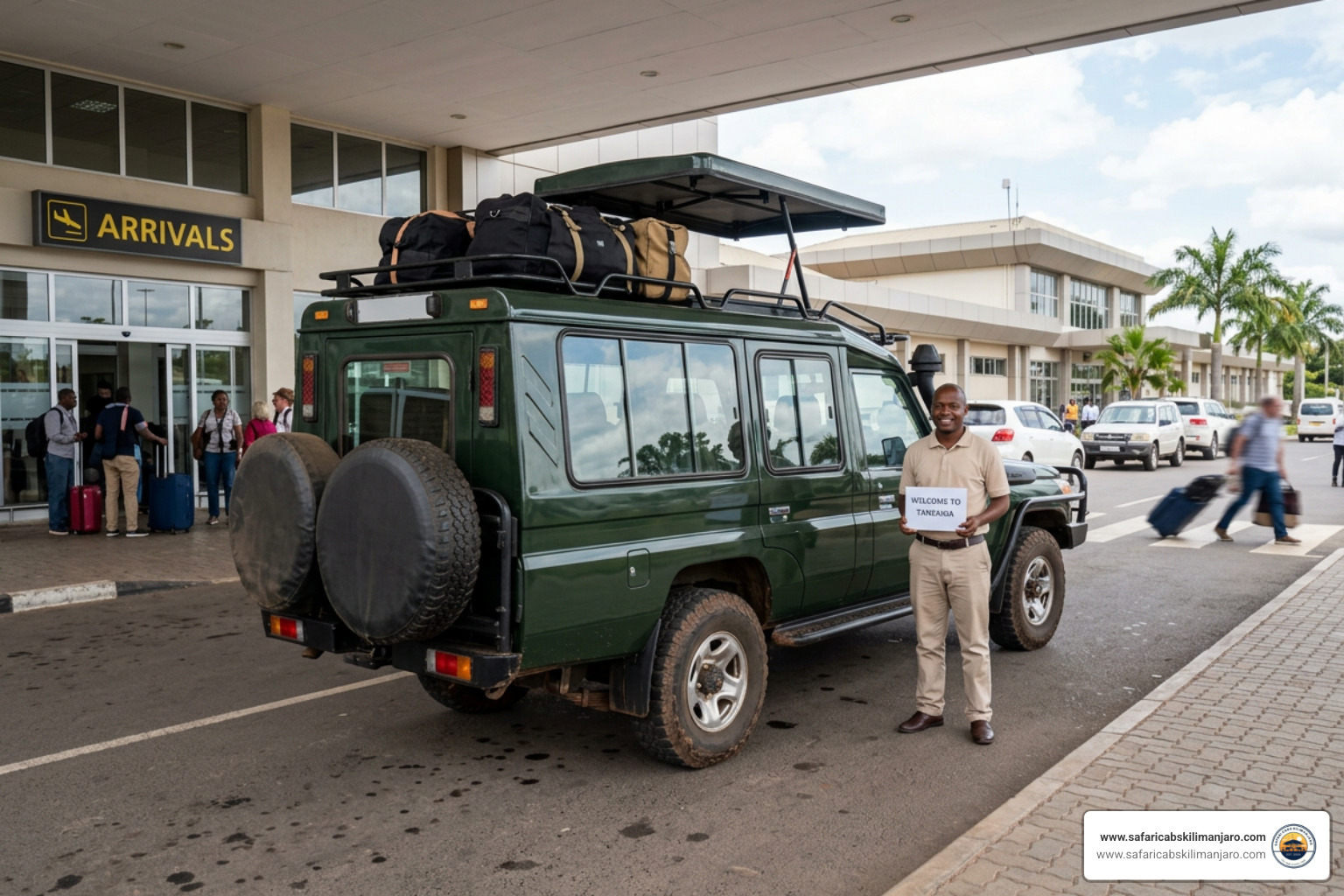 Professional safari vehicle ready for airport transfer in Tanzania