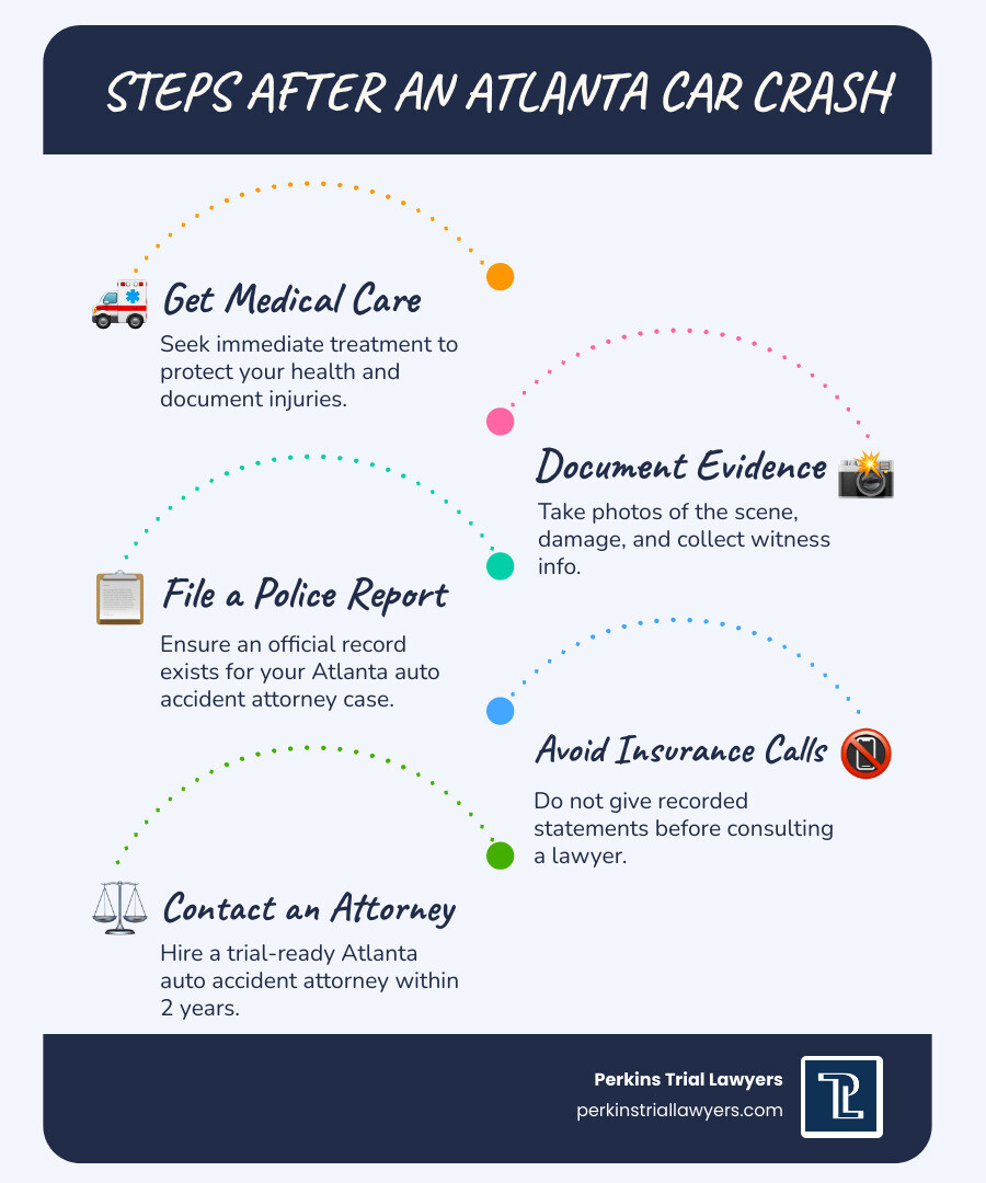 Steps to take after an Atlanta car crash and how to choose an auto accident attorney infographic Steps to take after an Atlanta car crash and how to choose an auto accident attorney infographic