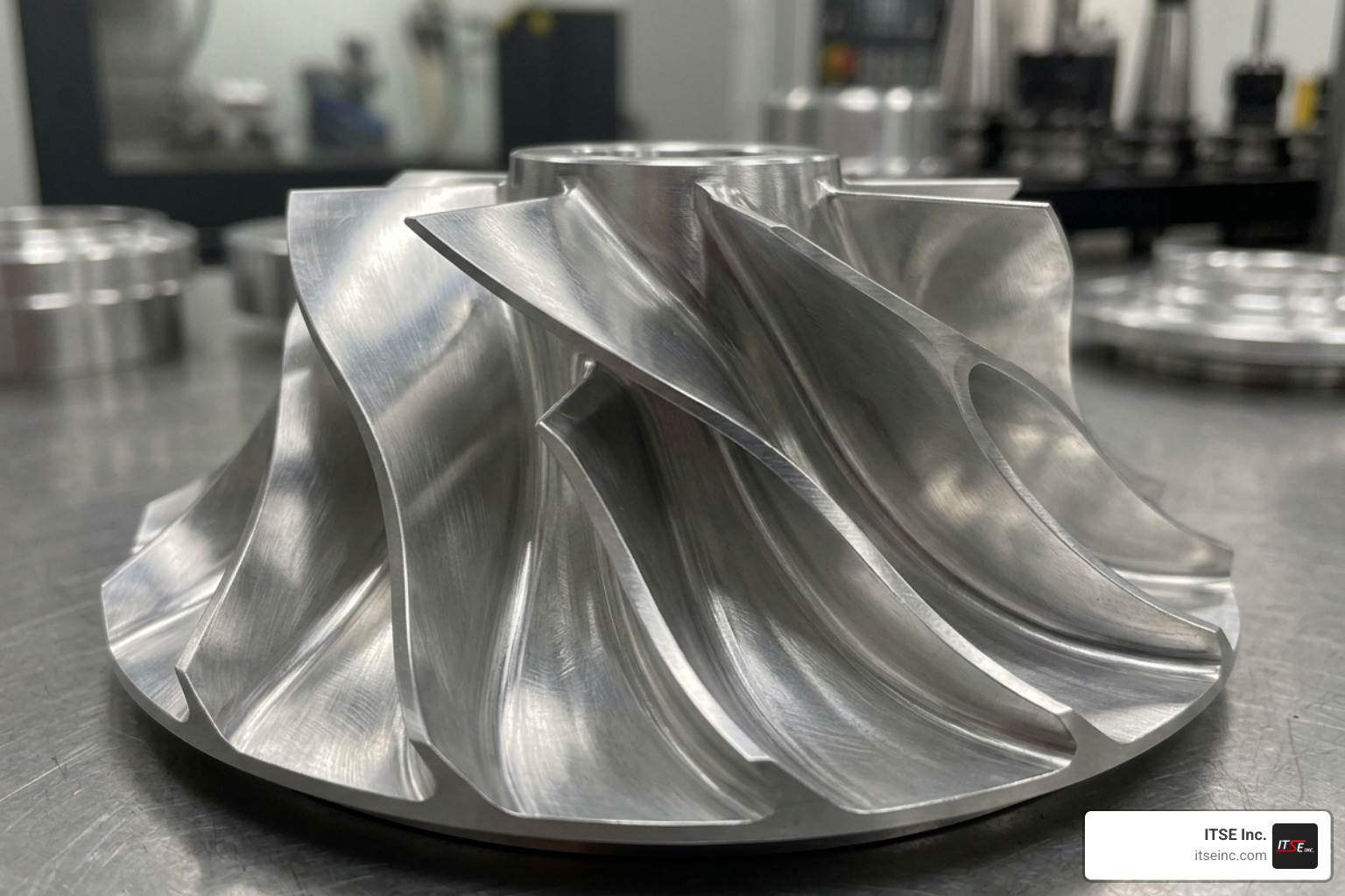 Finished high-precision impeller machined with simultaneous 5-axis CNC milling