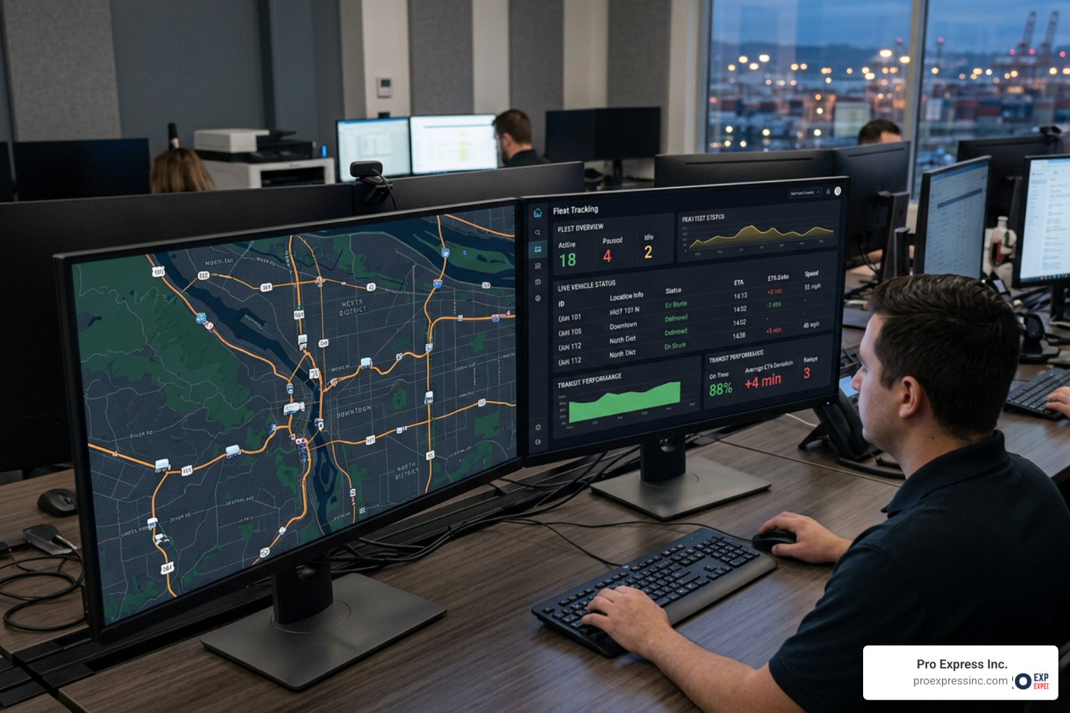 Real-time tracking dashboard showcasing fleet locations, transit status, and estimated arrival times Real-time tracking dashboard showcasing fleet locations, transit status, and estimated arrival times