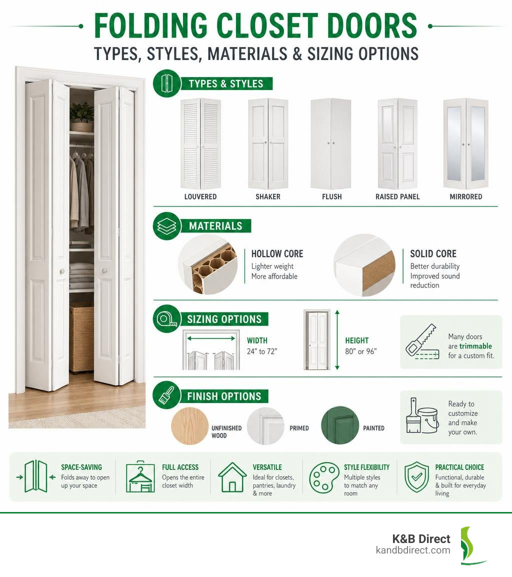 Infographic explaining folding closet door types styles materials and sizing options infographic Infographic explaining folding closet door types styles materials and sizing options infographic