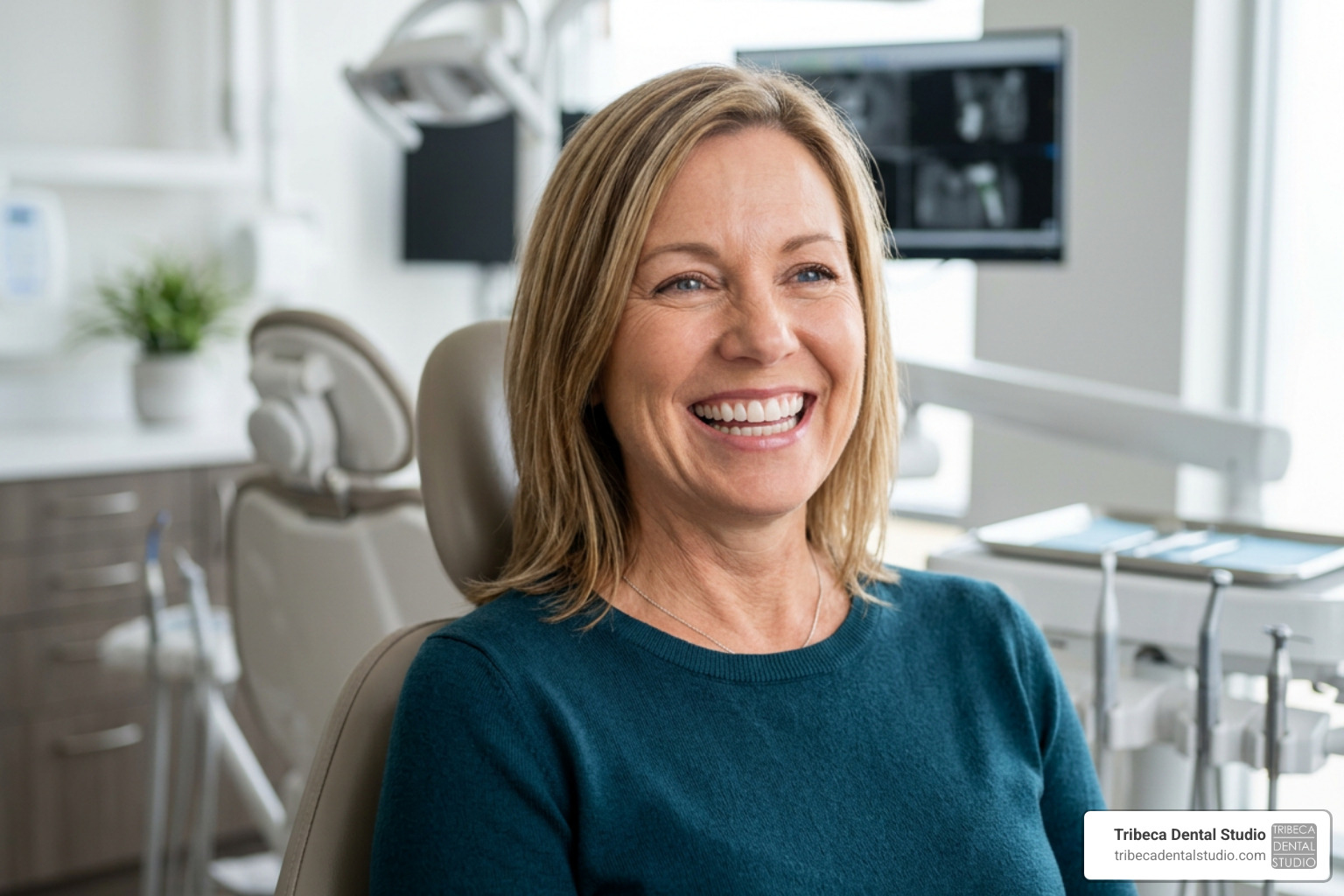 Healthy gums and restored smile following a same-day dental implant procedure