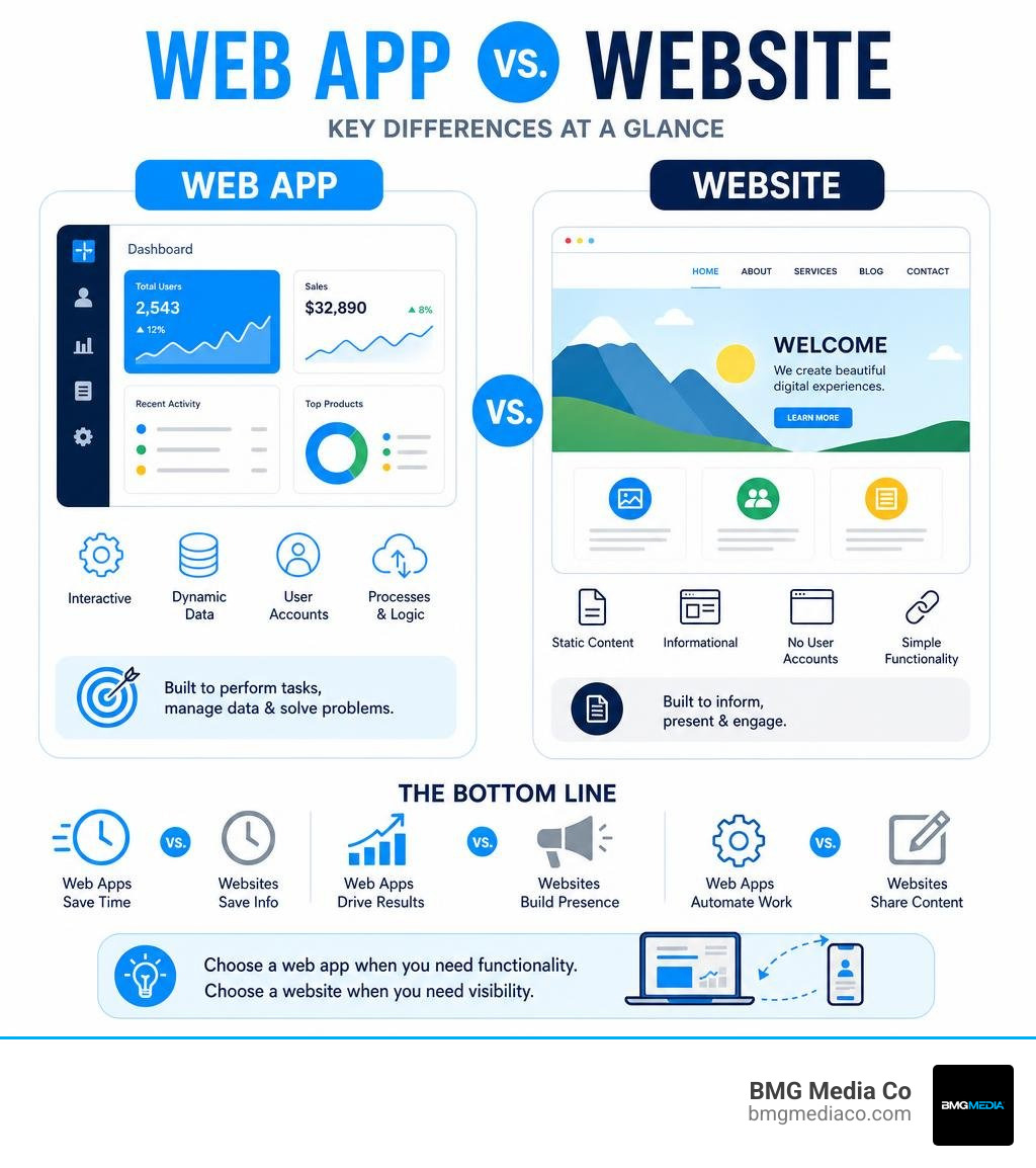 web app vs website differences infographic