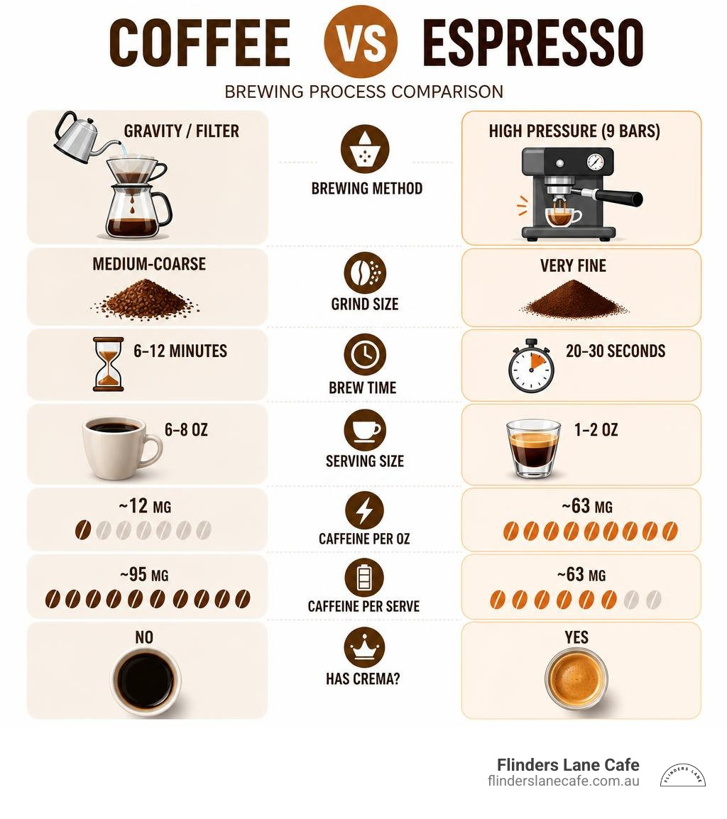 coffee vs espresso brewing process comparison infographic infographic