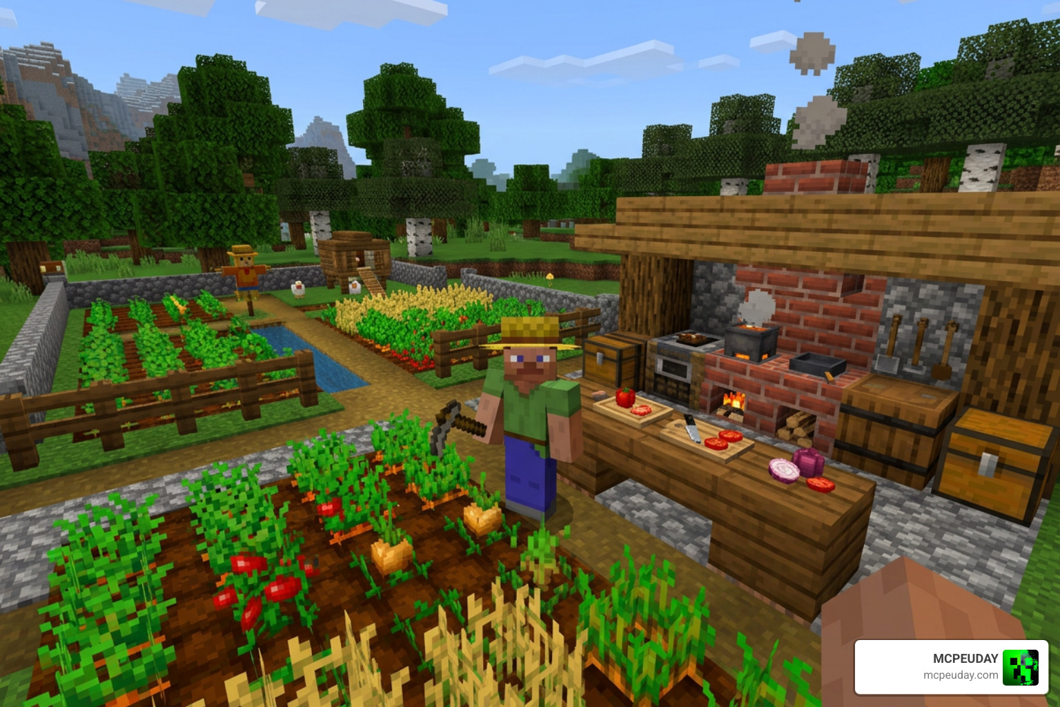 Farmer's Delight Bedrock Addon gameplay farming cooking Farmer's Delight Bedrock Addon gameplay farming cooking