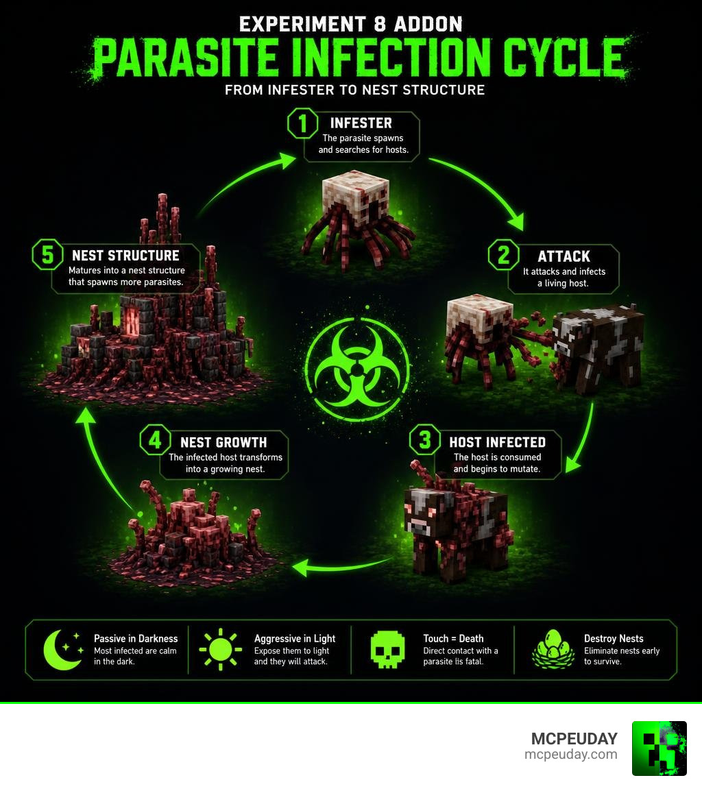 Experiment 8 addon parasite infection cycle from Infester to Nest Structure diagram infographic Experiment 8 addon parasite infection cycle from Infester to Nest Structure diagram infographic