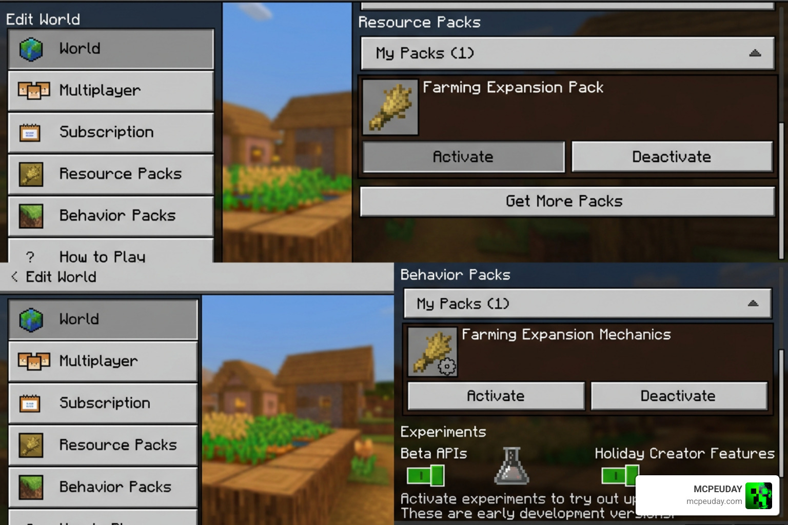 Farming addon setup and pack activation guide