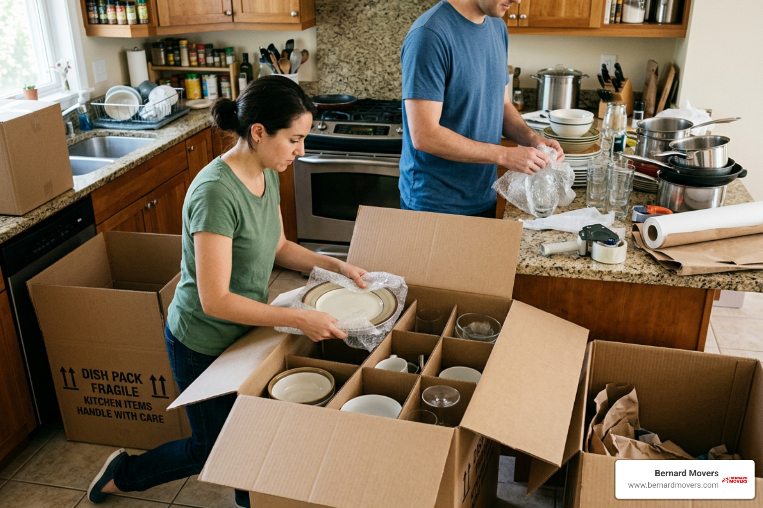 kitchen items being packed into dish packs kitchen items being packed into dish packs