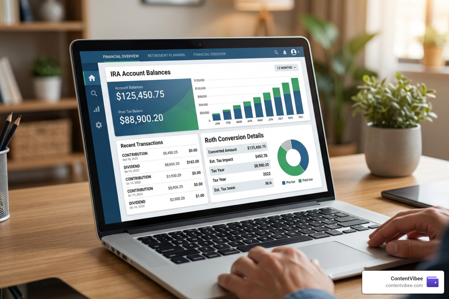 A digital dashboard showing financial transactions and account balances