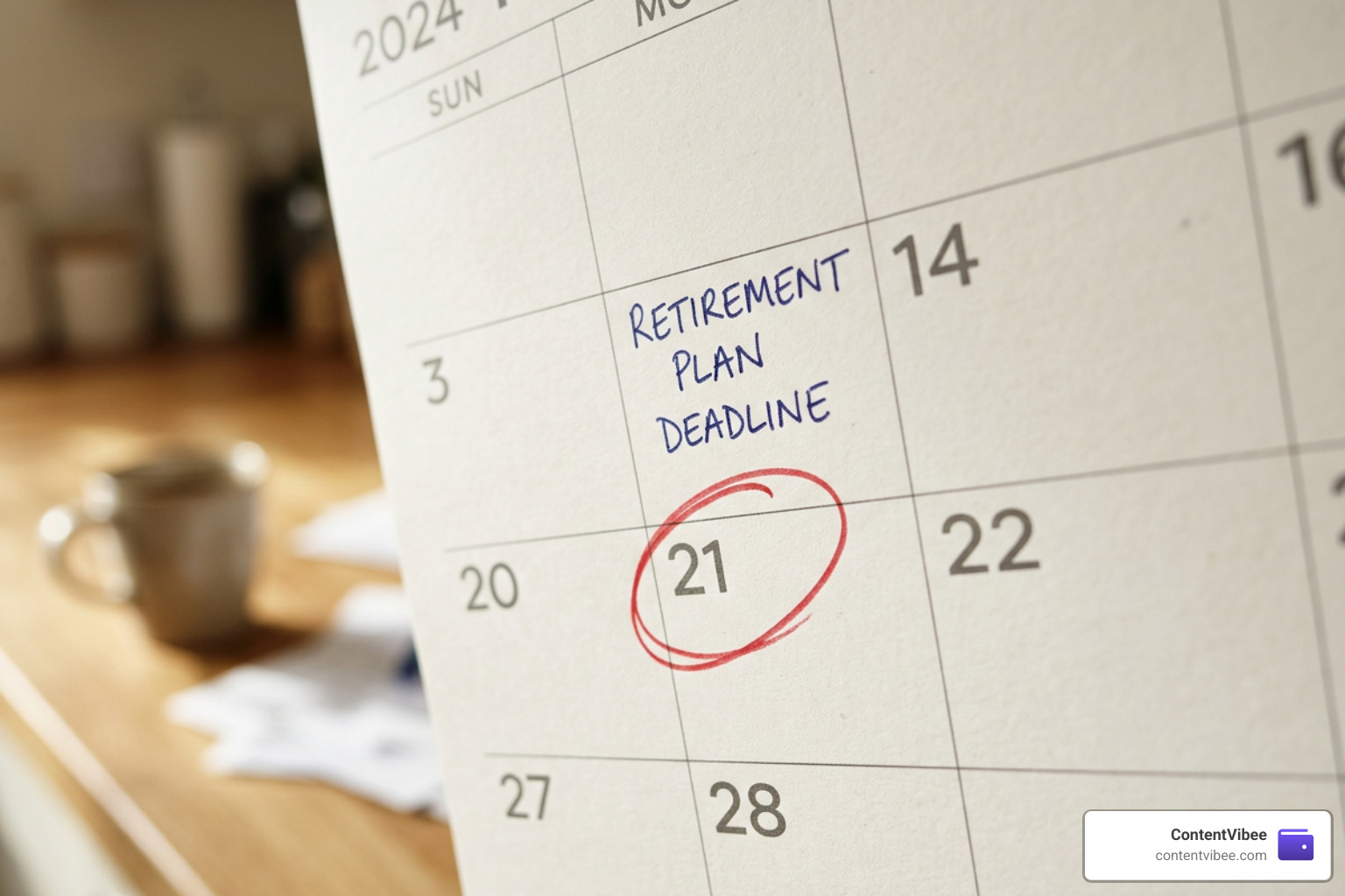 Calendar with a circled date representing retirement plan timelines