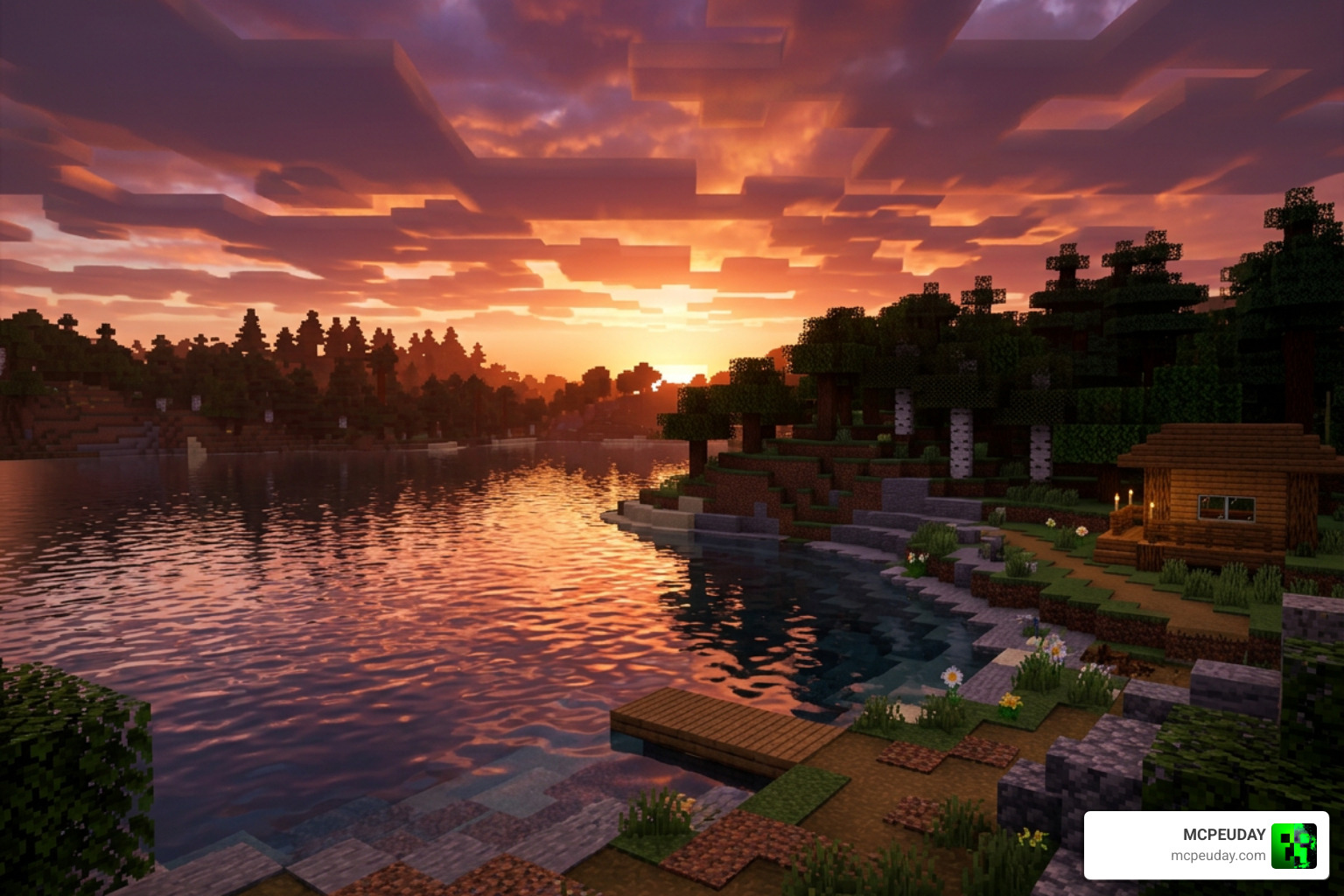 Newb Shader water and sky effects during a sunset