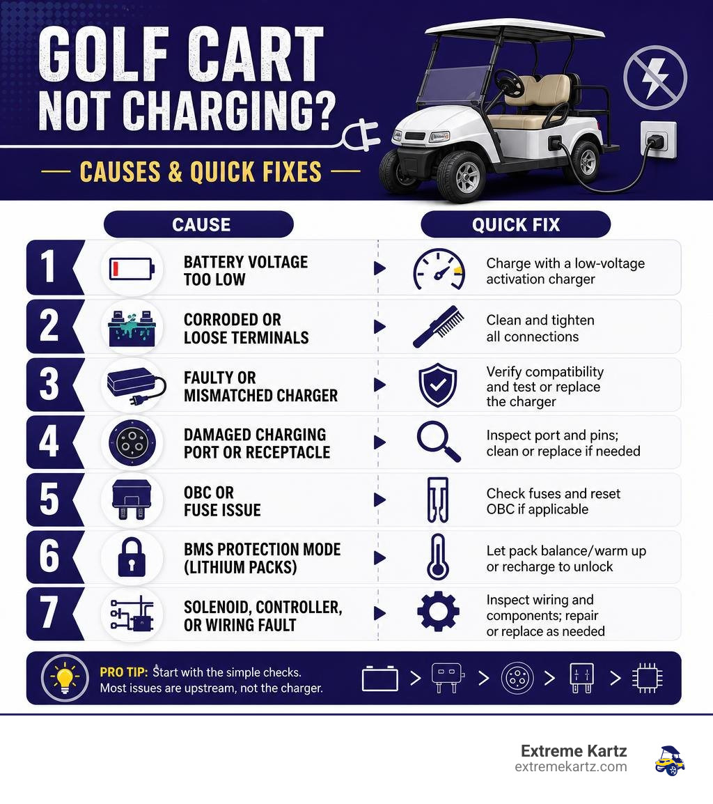 Golf cart not charging causes and quick fixes infographic infographic Golf cart not charging causes and quick fixes infographic infographic