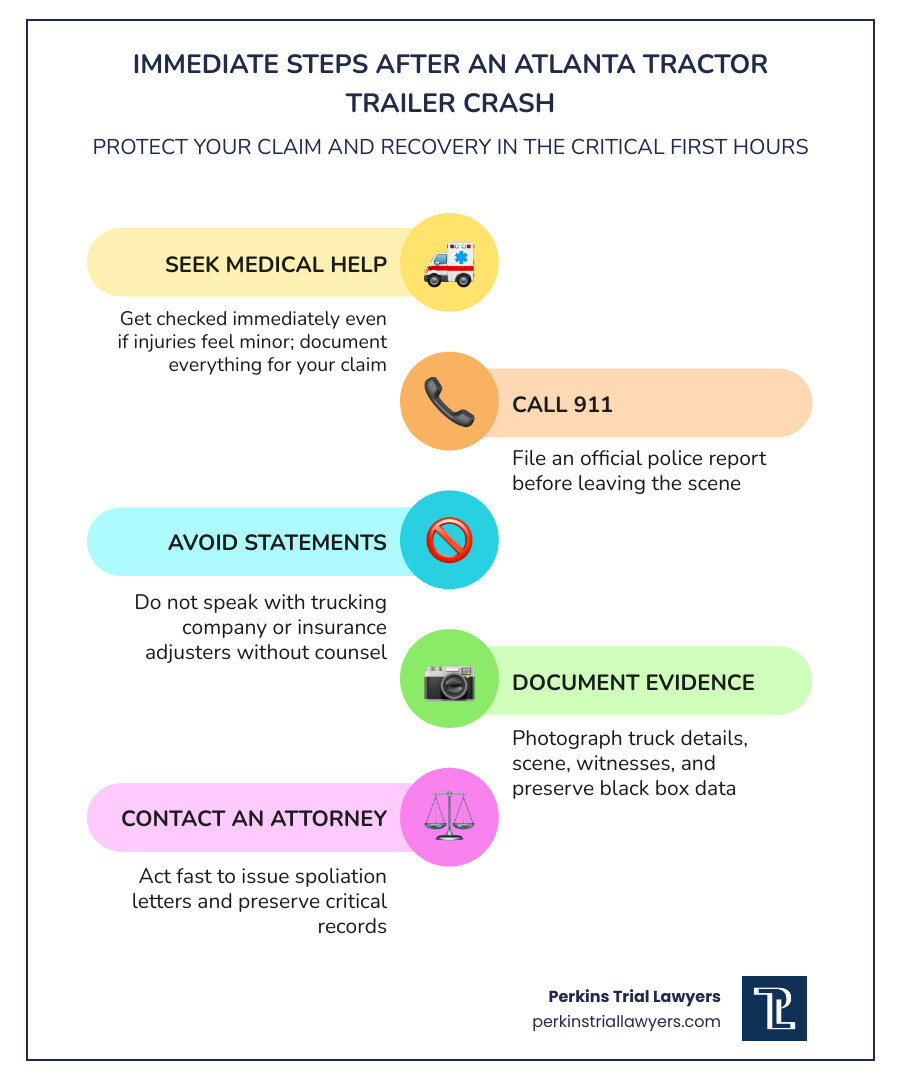 Immediate steps to take after an Atlanta tractor trailer crash infographic infographic Immediate steps to take after an Atlanta tractor trailer crash infographic infographic