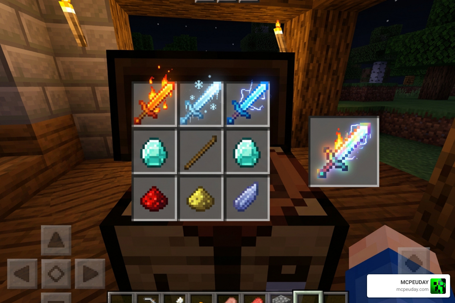 Crafting elemental swords in Bedrock Edition Crafting elemental swords in Bedrock Edition