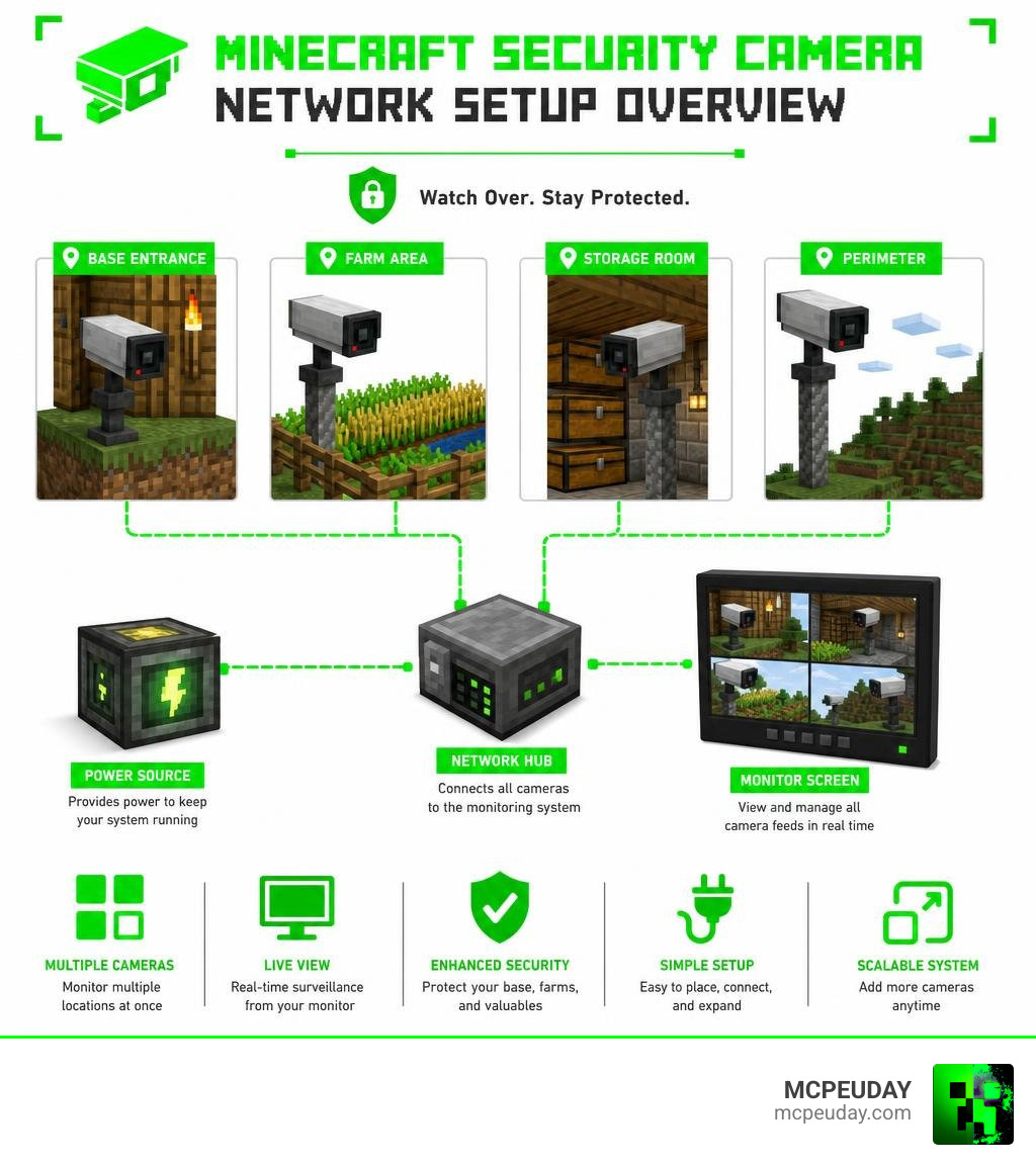 Minecraft security camera network setup overview infographic infographic Minecraft security camera network setup overview infographic infographic