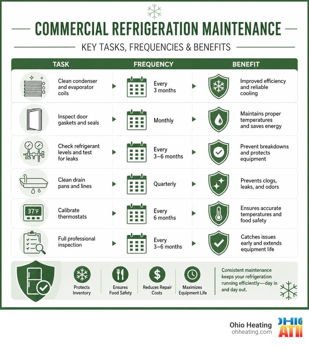 Key commercial AC maintenance tasks, frequencies, and benefits infographic infographic Key commercial AC maintenance tasks, frequencies, and benefits infographic infographic
