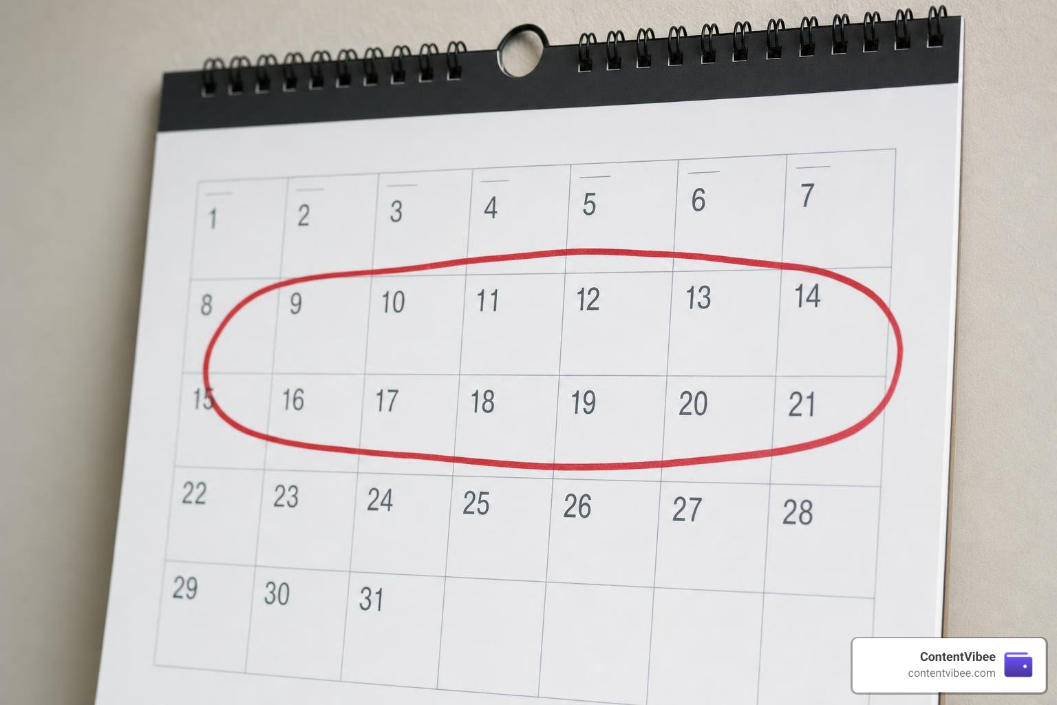 Calendar showing the strict 60-day IRA rollover deadline