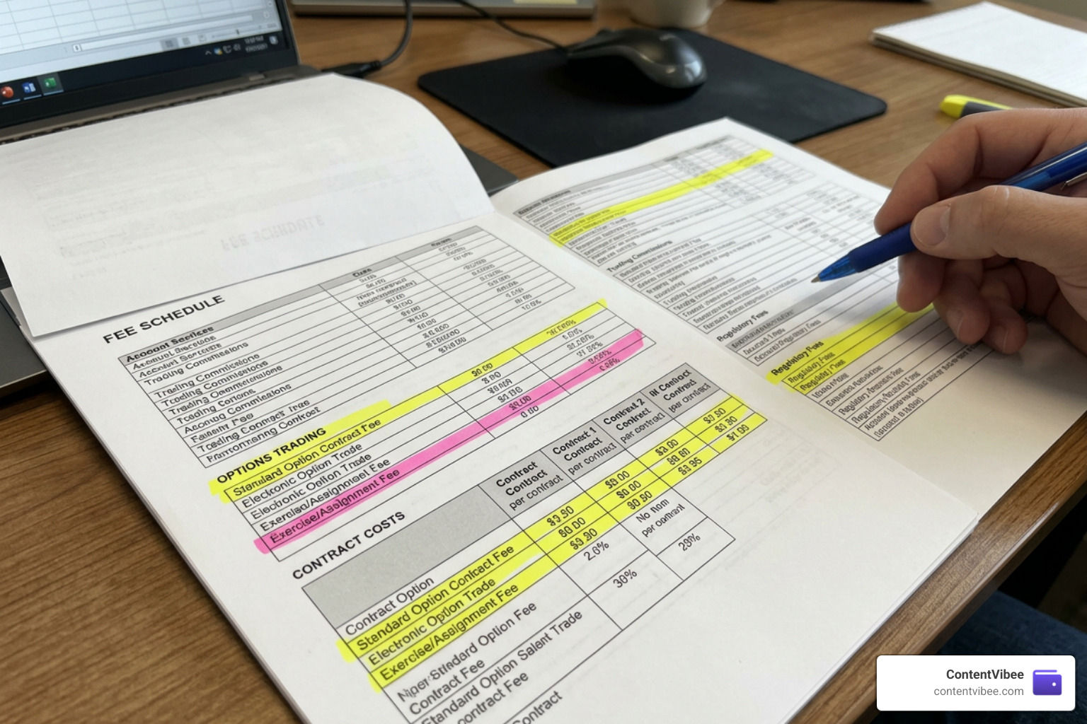 Fidelity fee schedule document and cost breakdown