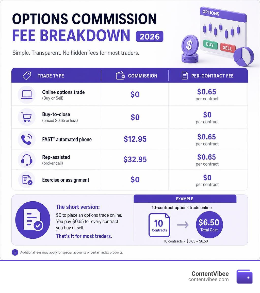 Fidelity options commission fee breakdown infographic for 2026 infographic