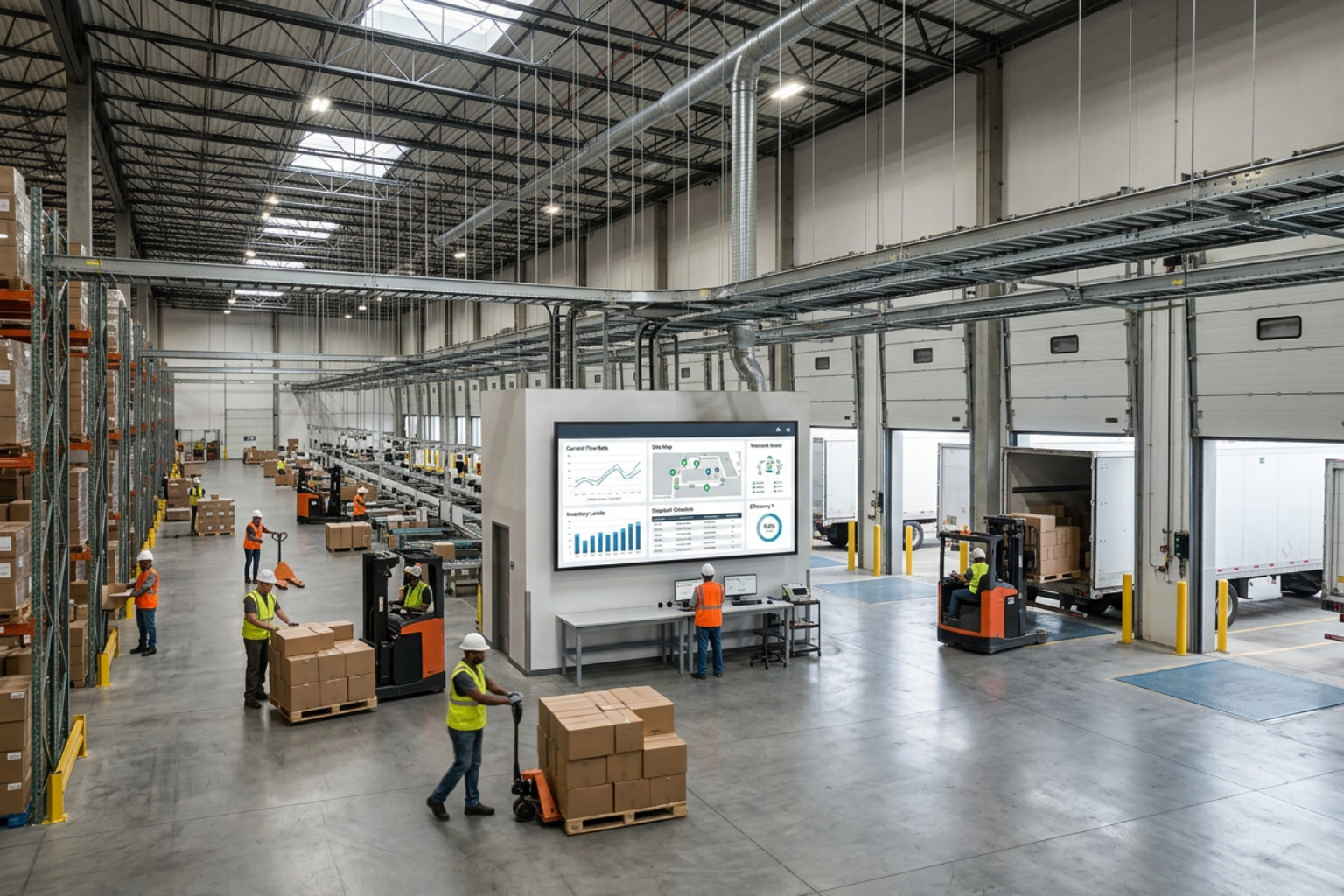 Integration architecture linking ERP WMS and TMS for seamless material flow