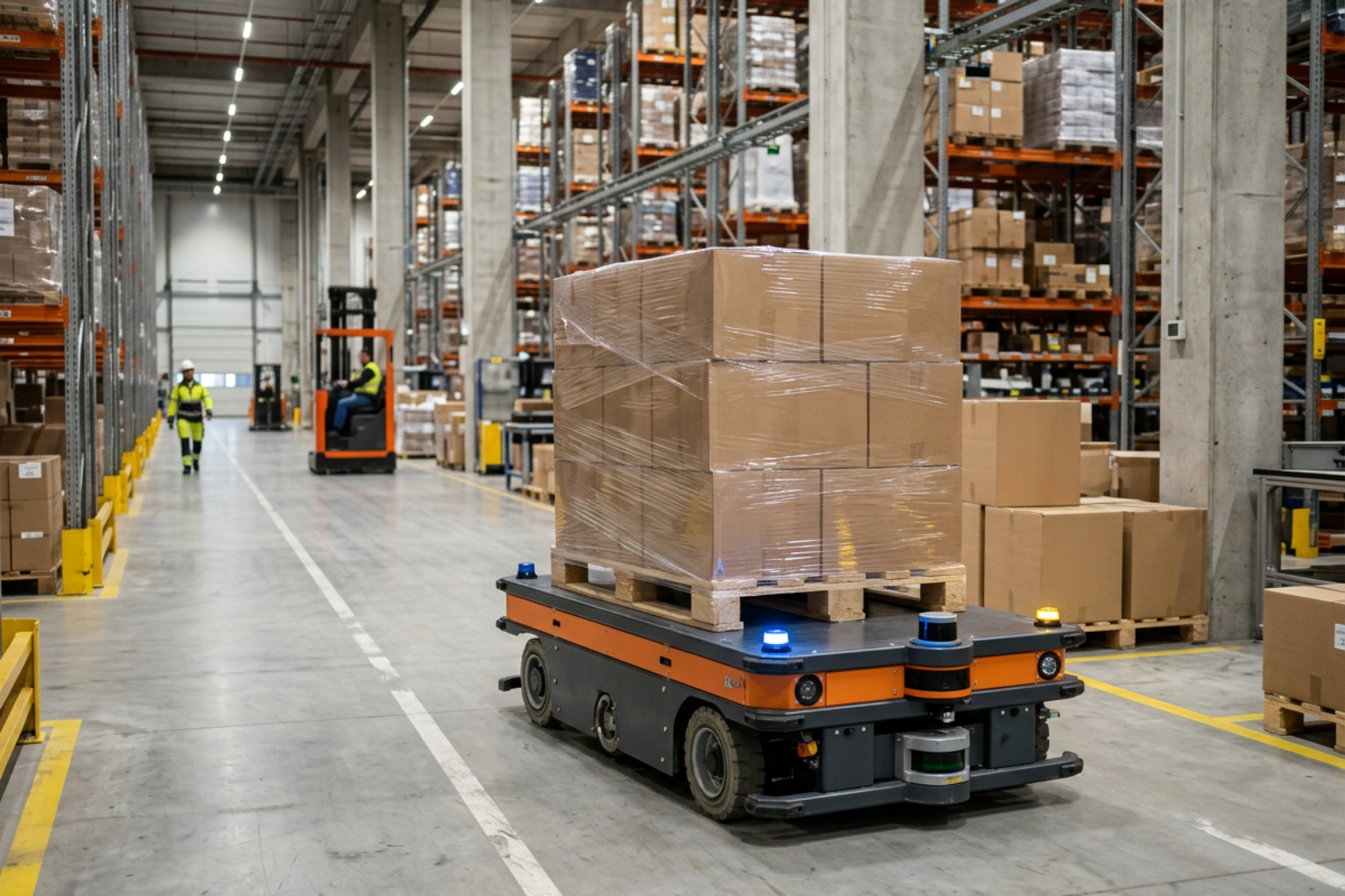 heavy-duty AMR platform transporting a pallet