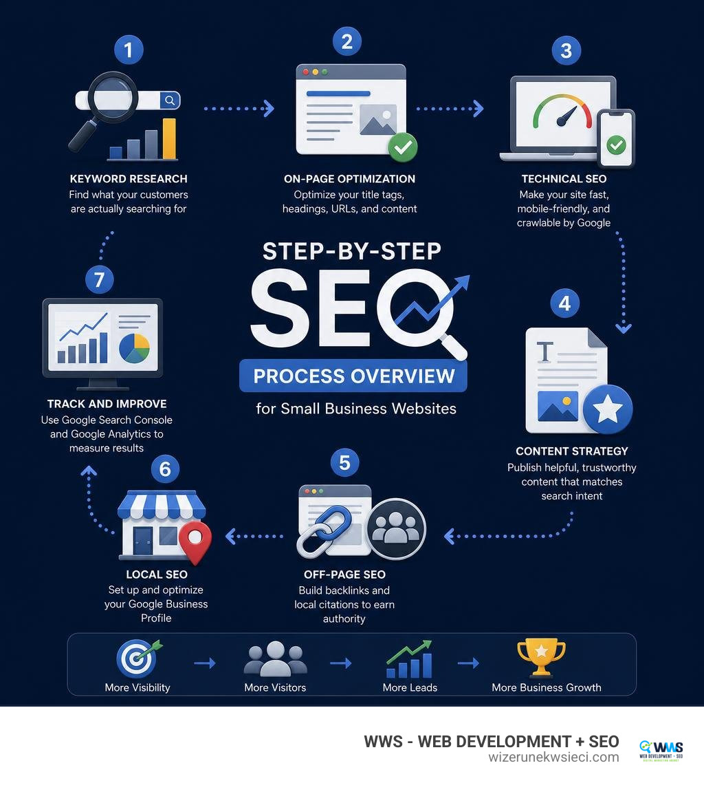 Step-by-step SEO process overview infographic for small business websites infographic Step-by-step SEO process overview infographic for small business websites infographic