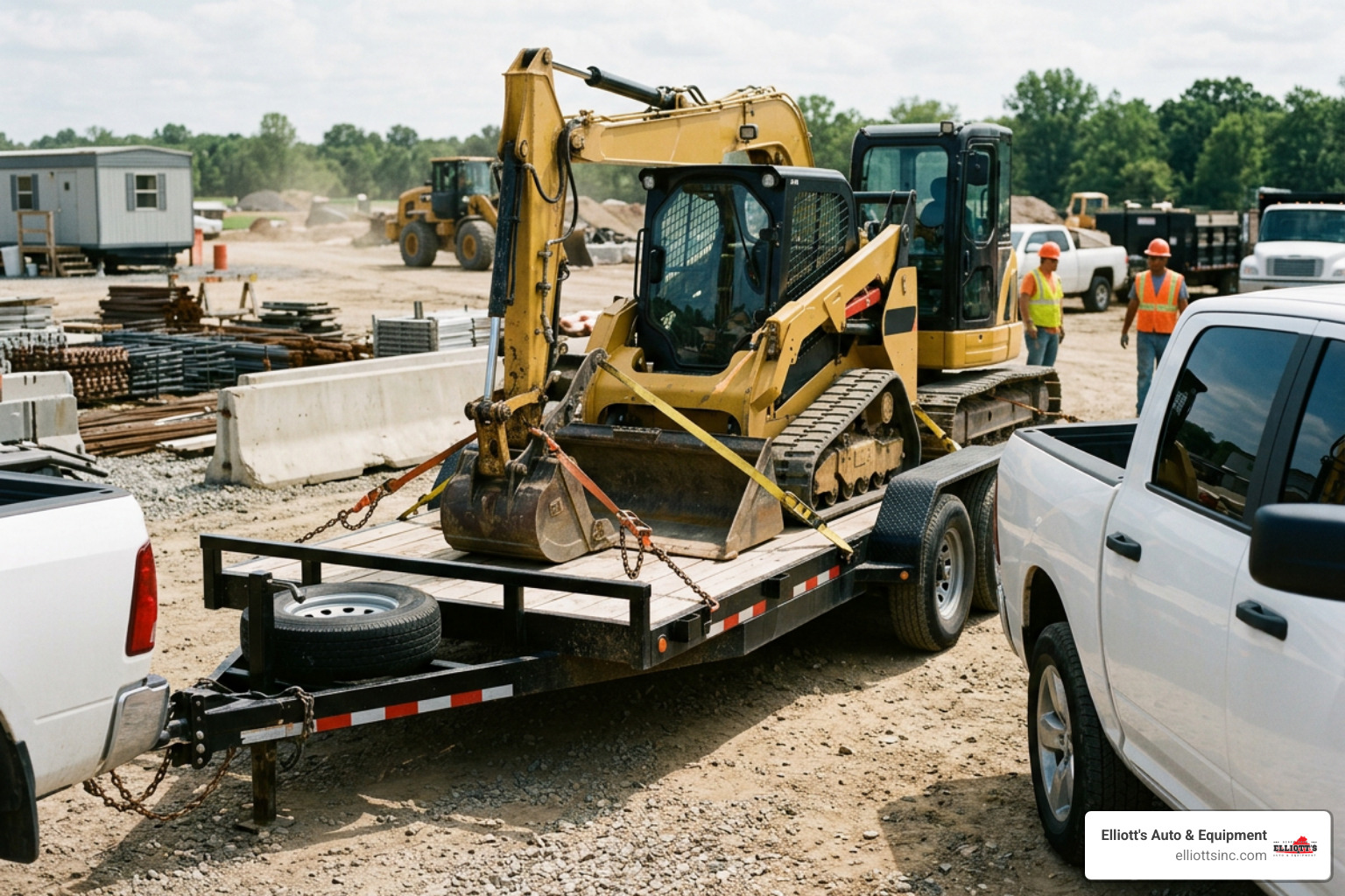 Big Tex 14EB tandem axle equipment trailer on job site