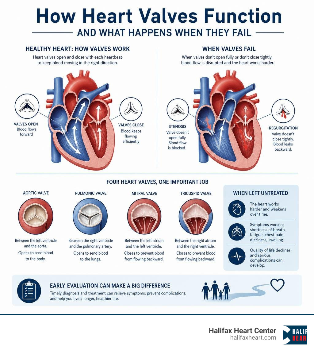 How heart valves function and what happens when they fail — infographic overview infographic