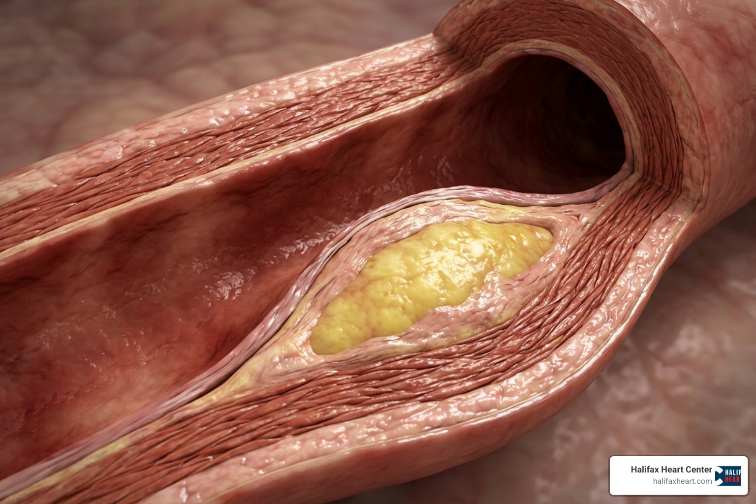Detailed structure of an atherosclerotic plaque showing the lipid core and fibrous cap
