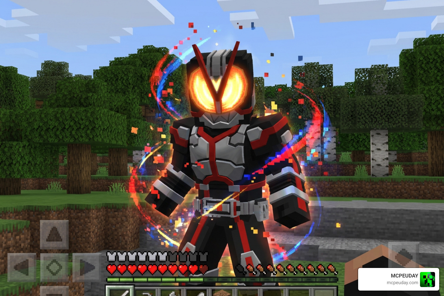 Kamen Rider Zeztz Addon gameplay showcasing custom 3D armor and animations