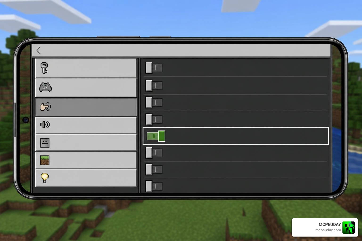 Minecraft pocket edition experimental settings screen toggle